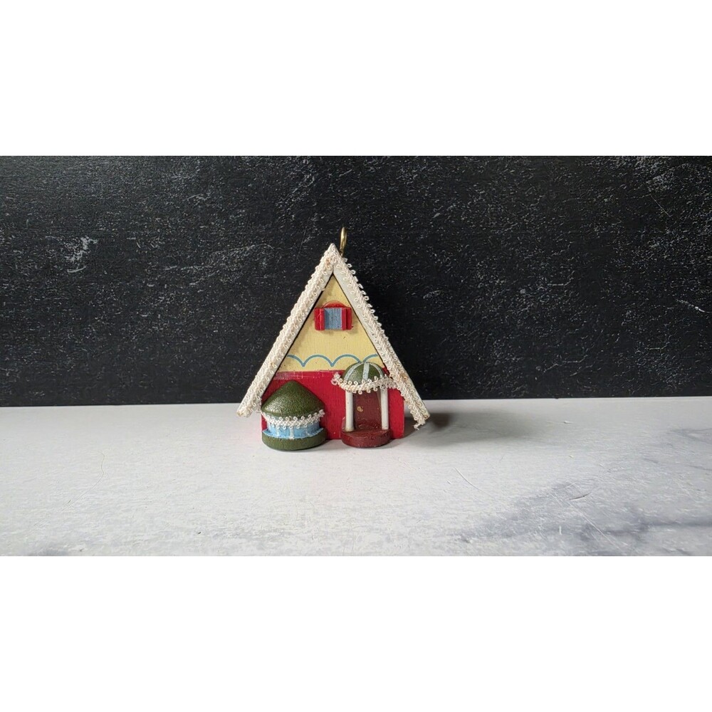 Vintage A Frame Christmas Ornament